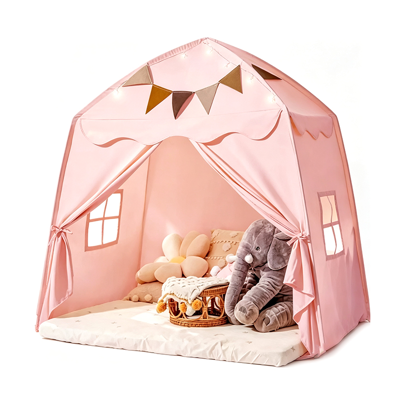 Pink Peach‑Skin Fabric Kids Play Tent