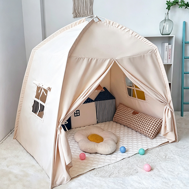 Solid‑color Peachskin Fabric Kids Play Tent