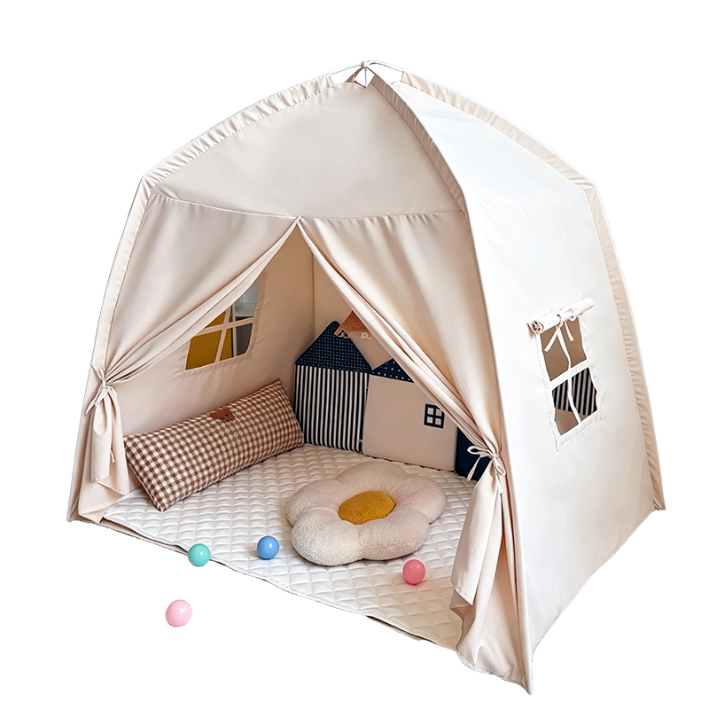 Solid‑color Peachskin Fabric Kids Play Tent