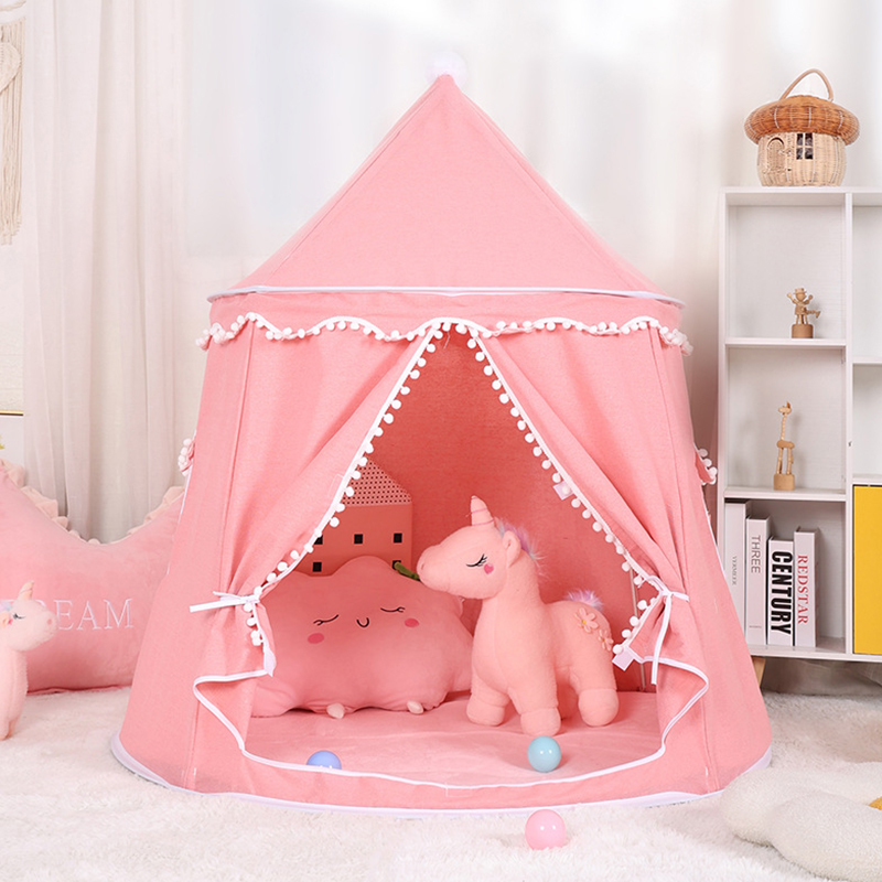 Children’s Pom‑pom Decor Yurt Play Tent