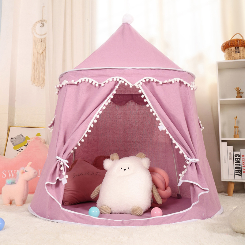 Children’s Pom‑pom Decor Yurt Play Tent