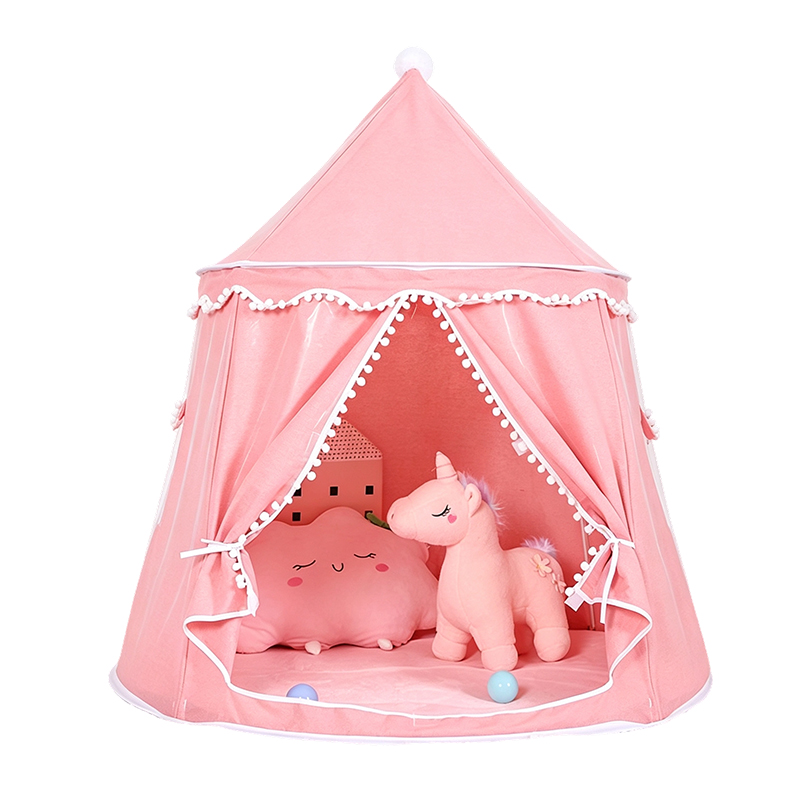 Children’s Pom‑pom Decor Yurt Play Tent