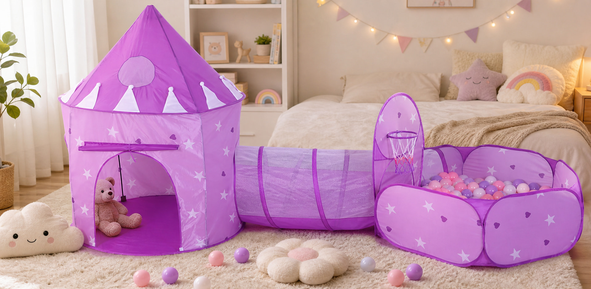 Children's Play Tent Tunnel Ball Pit 3-Piece Set